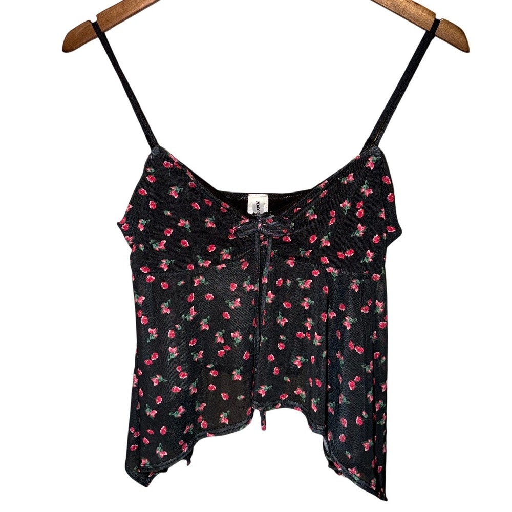 7Day WKND Floral Handkerchief Hem Cami Top M Y2K Coquette Fairycore Grunge Fairy
